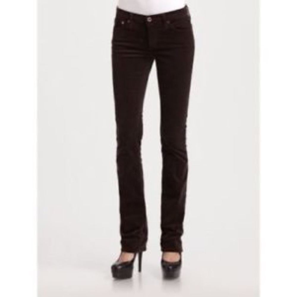 Dark brown/black AG corduroy cigarette leg jeans